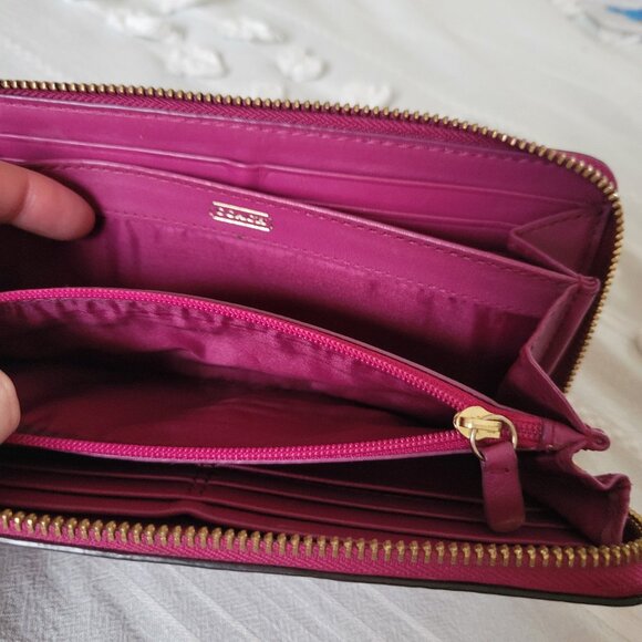 Coach Madison Zip Around Continental Wallet | Raspberry/Magenta Pink | Leather - Picture 6 of 9